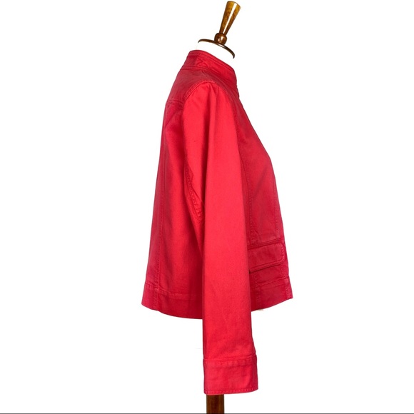 Jones New York Sport Stretch Button Front Blazer Red Cotton Medium - Picture 6 of 8